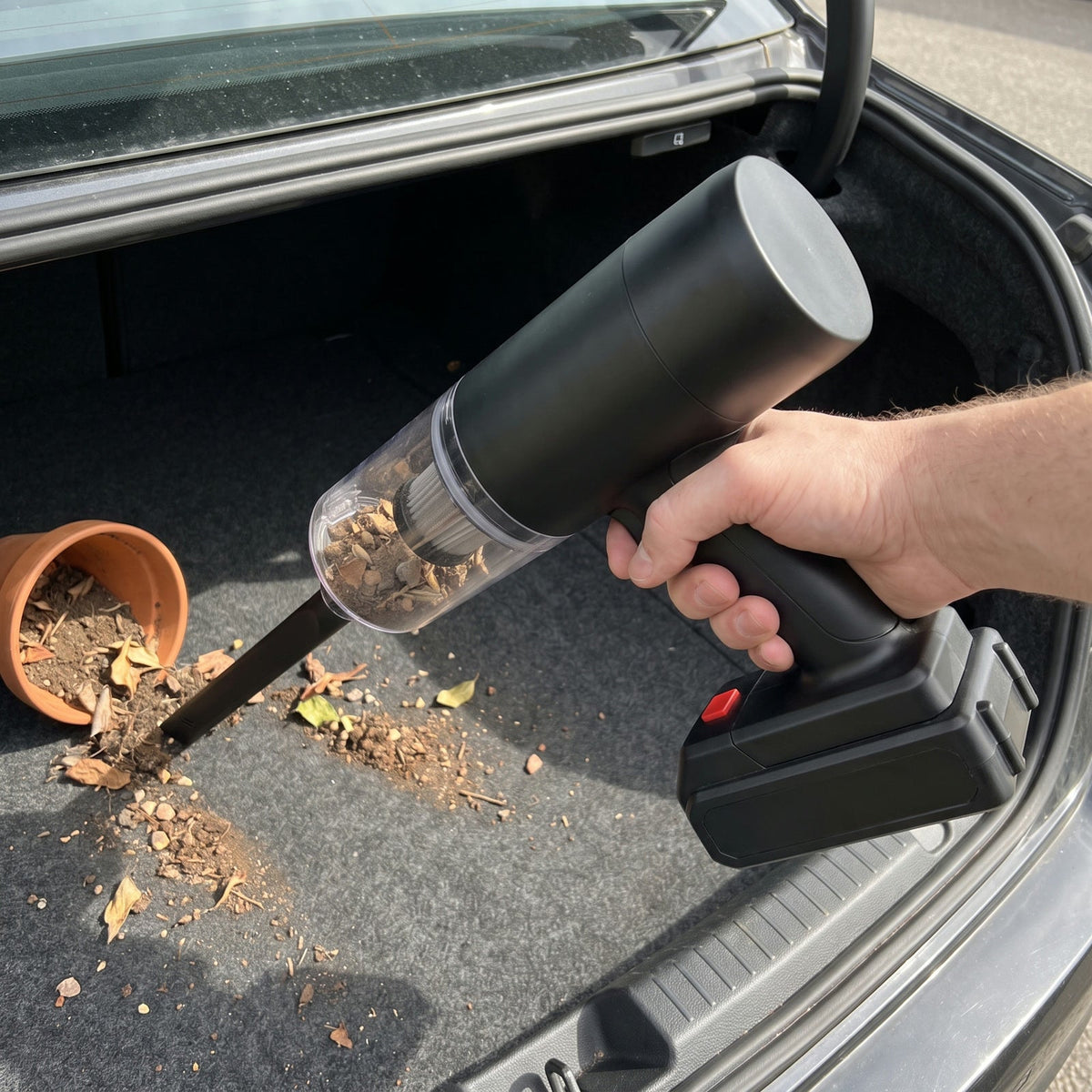 Aspirator auto fara fir DWNSHIFT aspira pamant si frunze din portbagaj